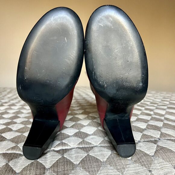 Tibi Red Leather Slip On Heeled Fashion Ankle Boots Booties Women’s EU 36.5 US 6 - Picture 15 of 16